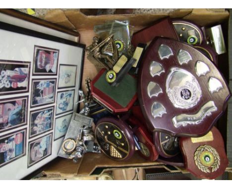 A collection of vintage sporting trophies. 