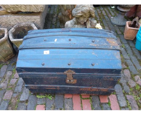 Over painted Steel Dome Top Travel Trunk: 