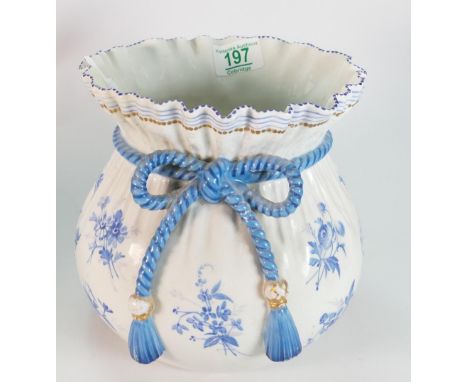 Continental Floral Decorated Planter: in form of tied sack with ribbon detail 