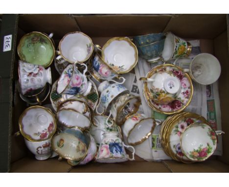 Royal Albert mixed and un-matched cups and saucers: some rare patterns noted. 