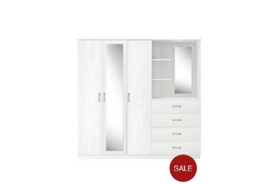 Boxed Peru White 3 Door 4 Drawer Combi Wardrobe 4 Boxes