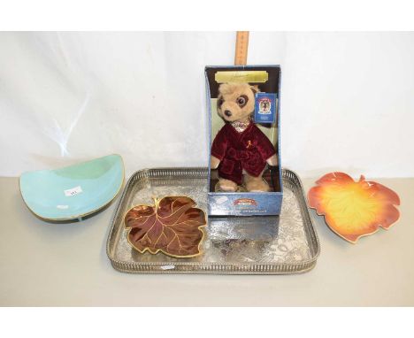Group of three leaf shape Carlton ware dishes together with a modern Yakov bear