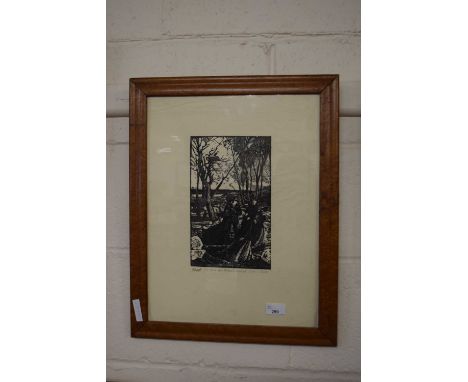 An etching with pencilled title dated 1986 in wooden frame