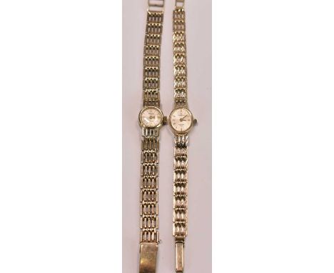 ROTARY; a lady's vintage 9ct yellow gold wristwatch with 9ct gold bracelet and a similar lady's 9ct gold watch by Sovereign, 