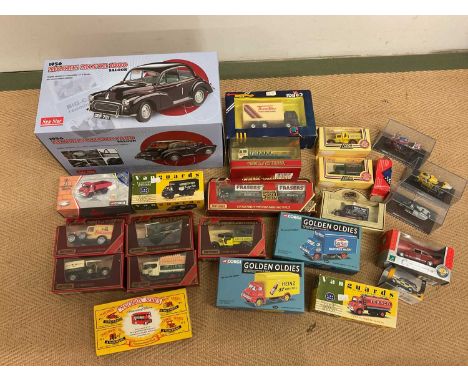 A quantity of mixed boxed diecast model vehicles, by Matchbox, Lledo, Corgi and others, to include a large scale Morris Minor