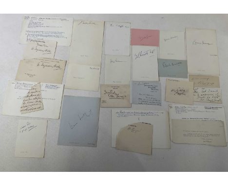 A collection of autographs, each on individual sheets of paper to include Dennis Healey, Enoch Powell, Lloyd George. Edward H