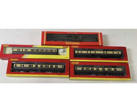 HORNBY; 'GWR King James II' locomotive, together with four carriages comprising a R.4500 'GWR Hawksworth Passenger Brake, a R