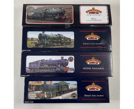BACHMANN; a 6384 BR Plain Late Crest locomotive, together with a 4331 Great Western Fully Lined, a 2251 Collett Goods 3202 GW