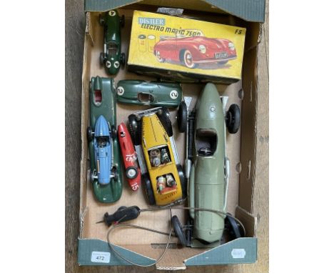 A Tin Lizzy remote control car, a Distler Electro Magic 7500 Porsche 356 model and other cars (box)there is some and occasion