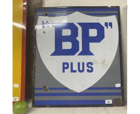 An enamel sign, BP Plus, with Shell Mex and BP ownership note on the reverse, 61 x 53 cmSome loss, predominantly to the top l