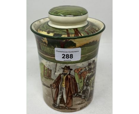 A Royal Doulton rare Motoring Series Ware tobacco jar and lid, ‘Deaf ‘, 16.5 cm high Note: An identical example sold at Bonha