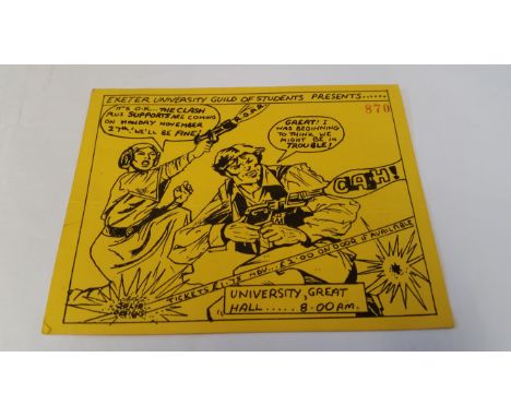 POP MUSIC, concert ticket, The Clash, Monday 27th Nov n.y. (1978), at Exeter University, with Star Wars style artwork, fold, 