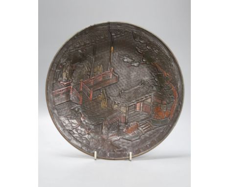 A Qianlong carved lacquer dish, diameter 29cm