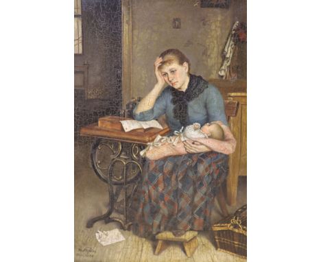 19th century Austrian School, oil on panel, ‘The Letter’, indistinctly signed and dated Wien 1886, 29 x 20cm
