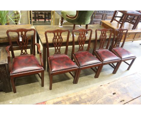 A set of eight Chippendale style mahogany dining chairs (2 arm, 6 single)