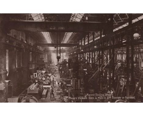 A group of approximately 38 postcards relating to shipbuilding, floating docks and predominantly Barrow in Furness, including