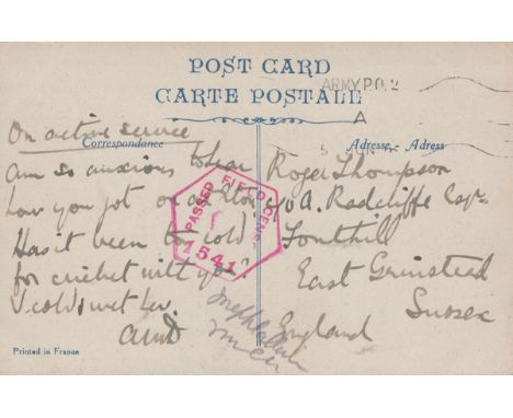 A collection of approximately 300 postcards relating to the First World War, including a small group of correspondence addres