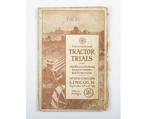 TRACTORS. A scarce Official Catalogue for the 'International Tractor Trials and Agricultural Machinery Exhibition' in South C