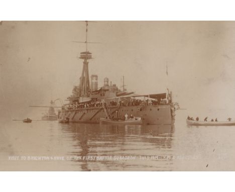 An album containing approximately 132 postcards of naval interest, the majority destroyers and battleships, including photogr