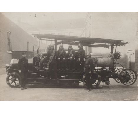 An album containing approximately 117 postcards, all featuring motor cars, including a photographic postcard of a fire-engine