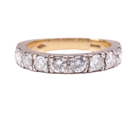 A diamond half-eternity ring, set with a row of ten round brilliant cut diamonds, the yellow gold shank with hallmarks for 18