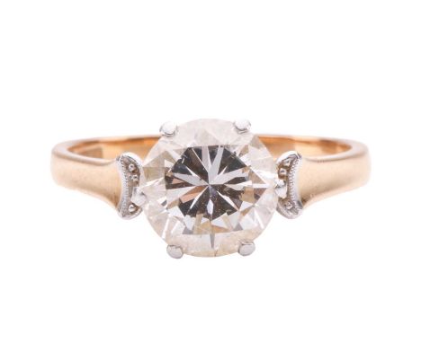 A diamond solitaire ring, set with a round brilliant cut diamond with an estimated weight of 1.50ct, in a claw setting betwee
