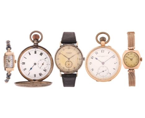A lady's 9 carat gold wristwatch; circular dial within cushion shale case, manual wind movement; to a 9 carat gold mesh link 