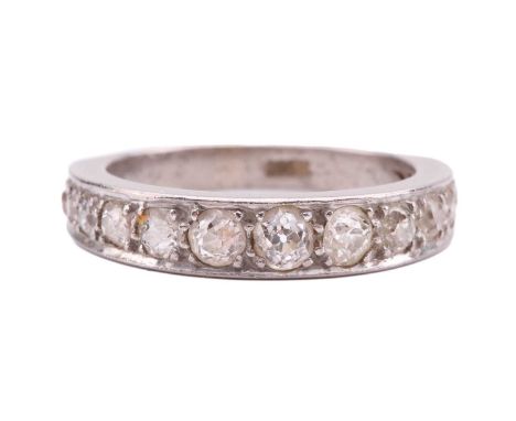 A diamond half-eternity ring, pavé-set with fifteen graduated old-cut diamonds, with an estimated total weight of 1.10ct, to 