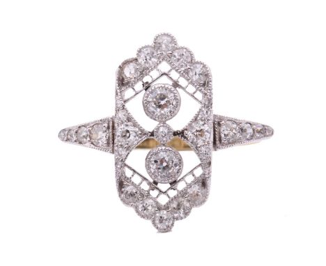 A Belle Epoque diamond dress ring, circa 1910, set with old cut diamonds in a lace openwork design with a total estimated dia