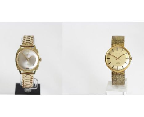 Waltham a gold plated automatic 23 jewel, date at 4.30, gentleman's wristwatch, 33 mm and a Corvair manual wind wristwatch (2