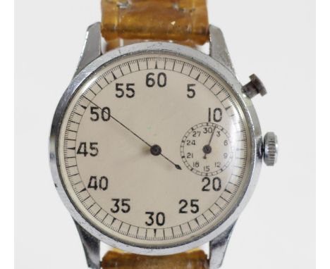 A chrome plated 60 second wristwatch with subsidiary minutes dial, stop/start/reset button, 36mmcondition report; all appears