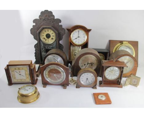 A collection of mantle clocks and wall clocks, to include a Victorian slate &amp; marble example, a 1980s Schatz - Rotapend w