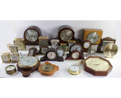 A collection of mid 20th Century &amp; later mantel clocks, to include a Smiths Enfield Westminster chime, a Wedgwood porcela