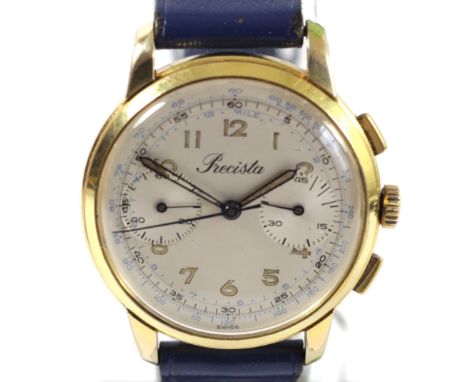 Precista (Southern Watch &amp; Clock Supplies, Orpington UK), a manual wind, gilt metal, gentleman's chronograph wristwatch, 