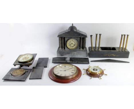 A collection of mid 20th Century and later clocks, to include manual wind and quartz movements, a mahogany cased 8 day regula