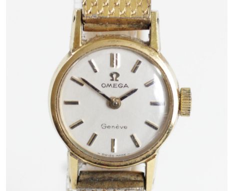 Omega, a ladies manual wind gold plated wristwatch, later bracelet 17mm 