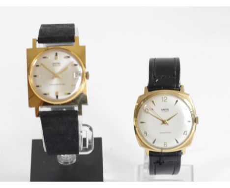 Smiths, a gold plated square case date gentleman's wristwatch, spares or repair and a Smiths 7 jewel manual wind wristwatch 
