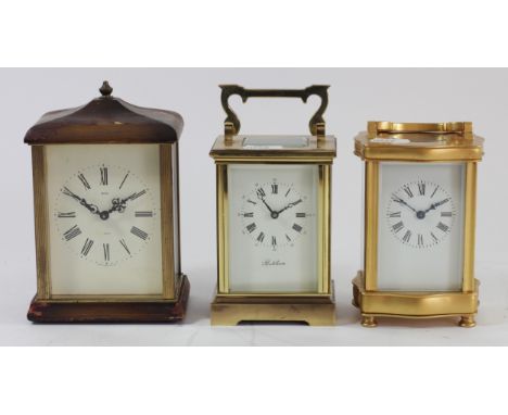 A mid 20th Century Smiths carriage clock, 8 day movement with floating balance, stamped 'Made In Great Britain' 15cm tall, to