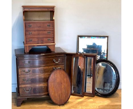 A stained darkwood display cabinet, glazed hinged front opening to reveal a shelved interior, on turned legs, 89cm x 126cm x 