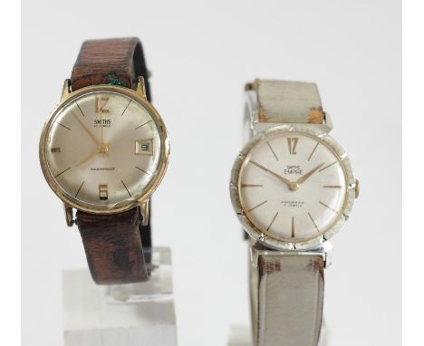 Smiths 17 jewel, a gilt metal manual wind date gentleman's wristwatch and a Smiths Empire wristwatch, spares or repair 