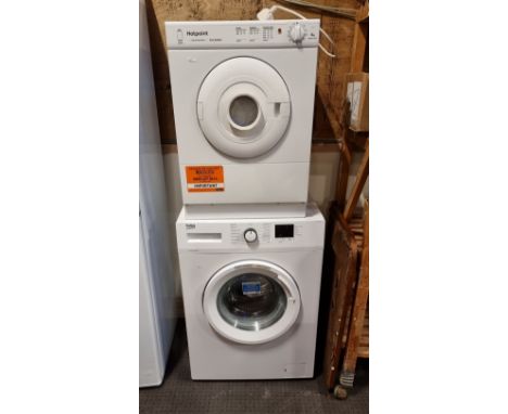 A Beko (serial No WTK72041W) washing machine 7kg 1200rpm, together with a Hotpoint First edition ( V40 01 P) dryer, 4kg (2)