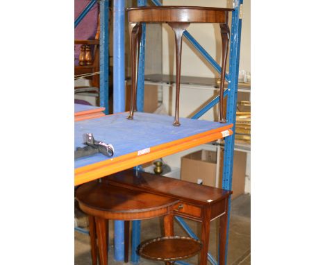 4 VARIOUS MAHOGANY TABLES &amp; SMALL STOOL     