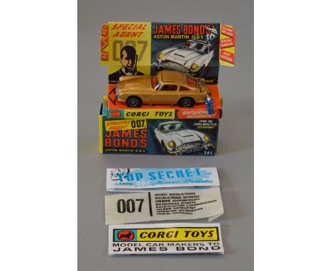 Corgi James Bond Special Agent 007 Goldfinger Aston Martin DB5, G, some paint wear. Includes 'Model Car Makers to James Bond'