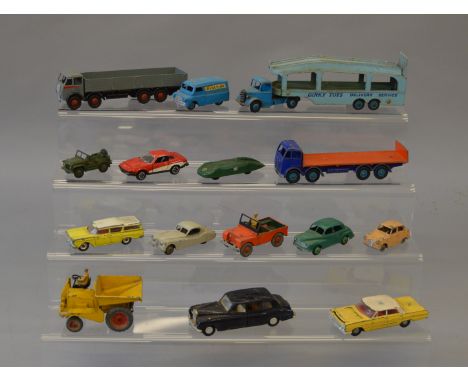 15 vintage playworn Dinky models 