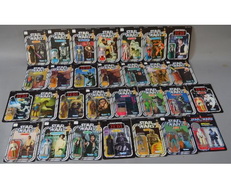 29 Kenner Star Wars figures on reproduction cards, most accessories reproduction. 