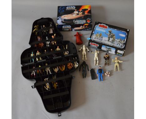 Hasbro Star Wars: Vintage Collection Tauntaun; POTF2 Landspeeder; Darth Vader carry case; quantity of figures and Bend-Ems. 
