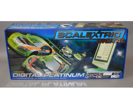 Scalextric Digital Platinum C1330 1:32 set containing 2 x Porsche 997 GT3 RS/ 2 x Audi R8 GT/ 2 x McLaren 12C GT3.