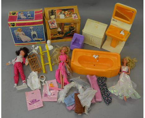 Quantity of boxed Pedigree Sindy accessories: Bedside Table & Chair; Lounge Set; Garden Furniture; Four Poster Bed; Sink Unit