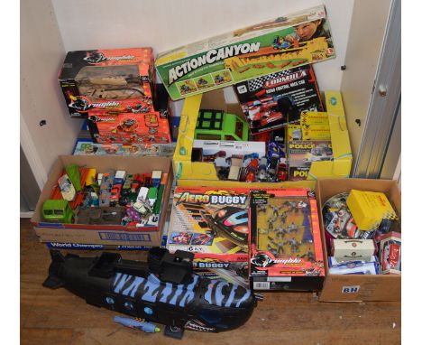 Good mixed lot including assorted boxed diecast, Aurora Racing Set and RC robot toys etc.