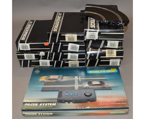 Quantity of Scalextric accessories, mostly boxed including track, Accessory Set C643; Pacer System etc. 
